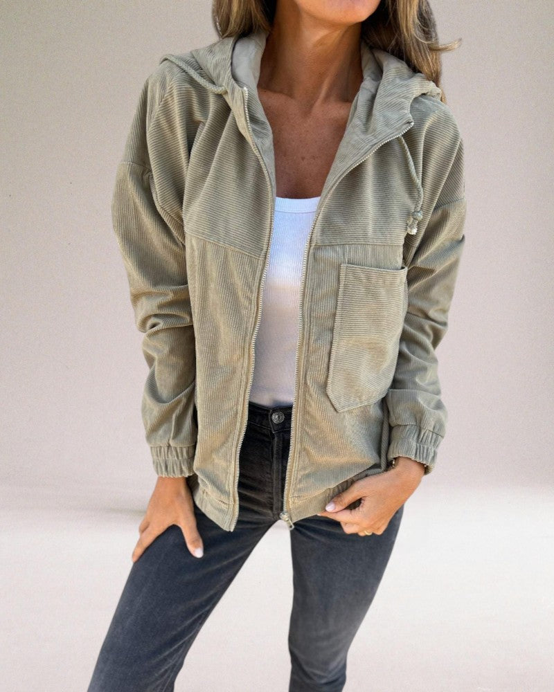 Vera Classe™ | Elegante felpa con cappuccio in velluto a coste