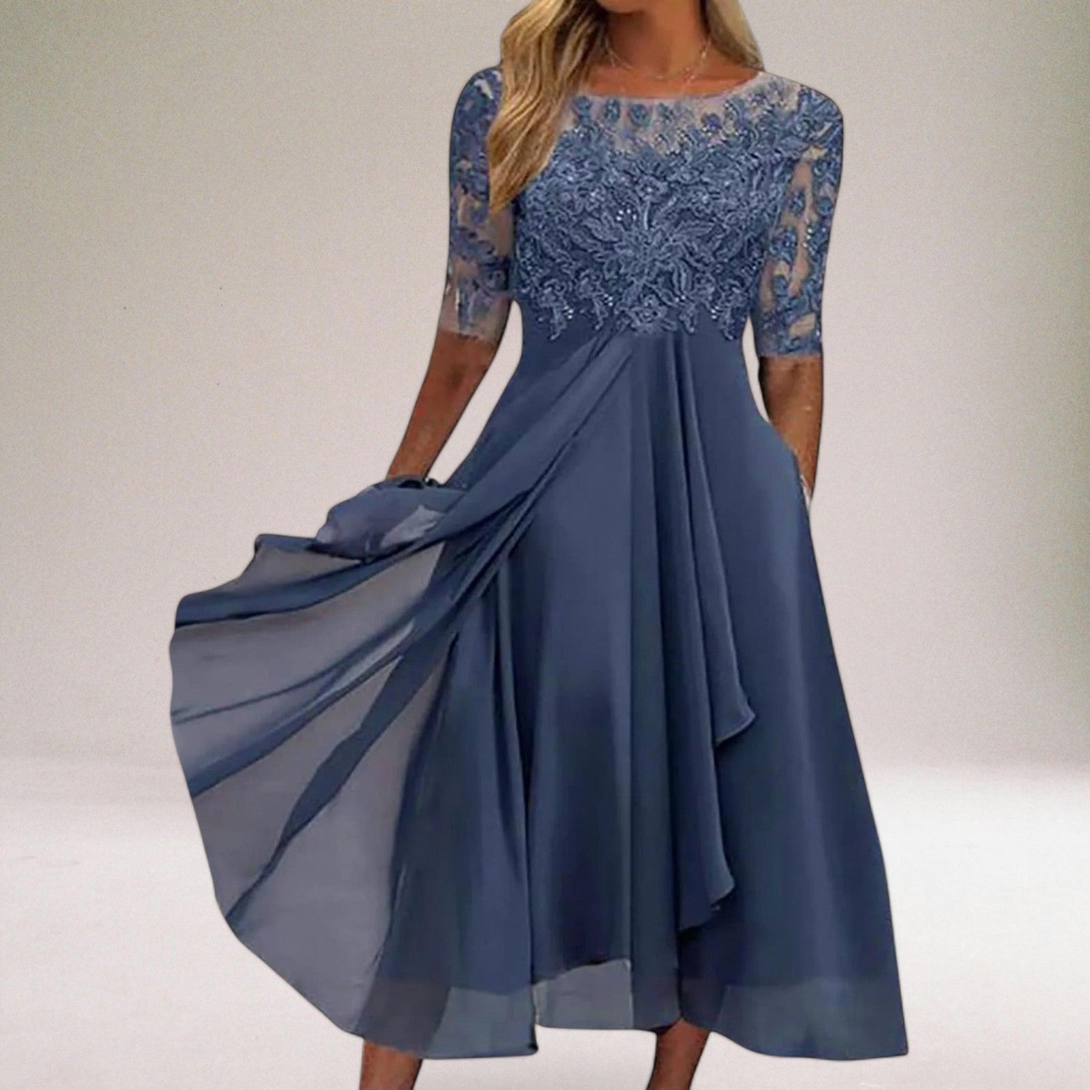 Vera Classe™ | Abito classico in pizzo e chiffon