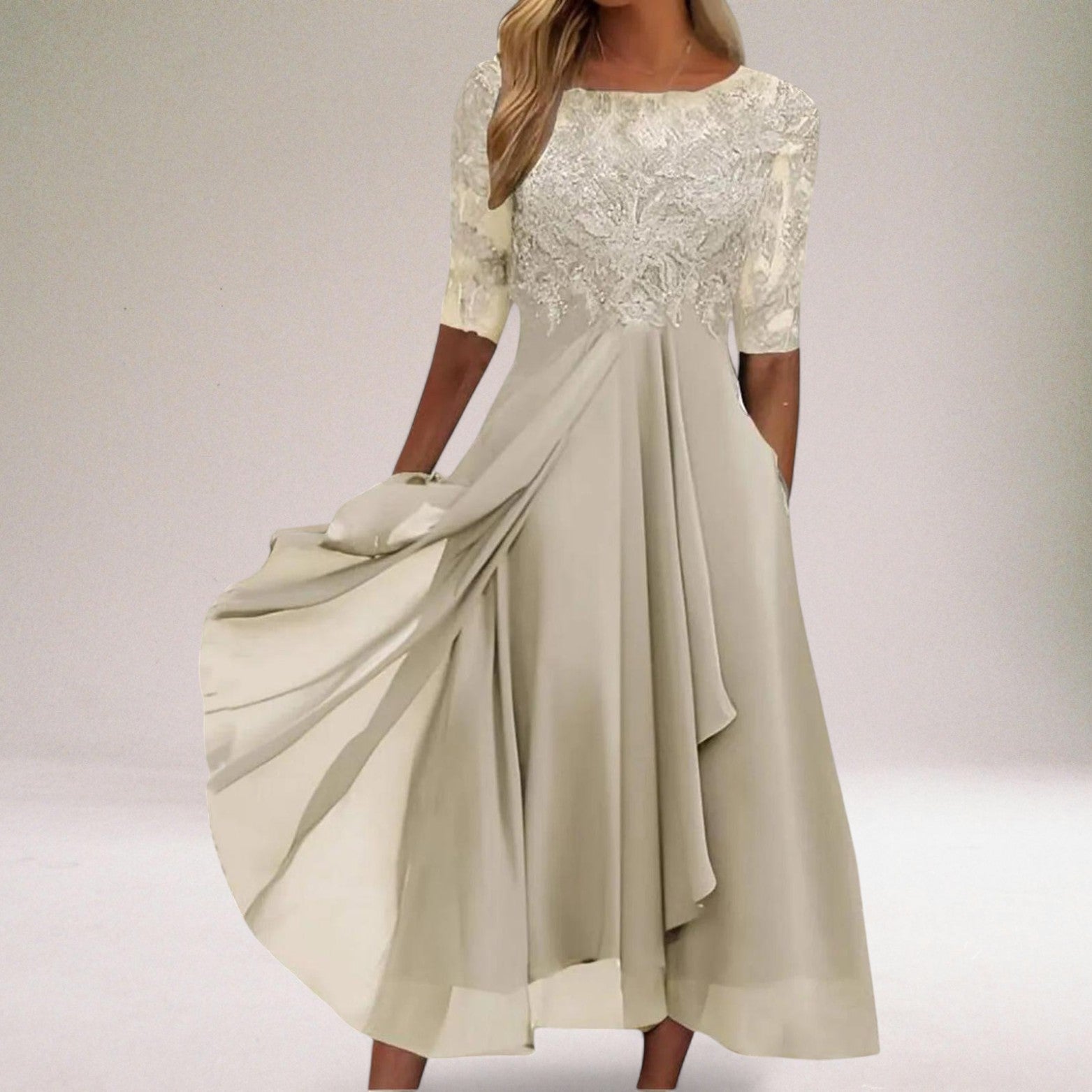 Vera Classe™ | Abito classico in pizzo e chiffon