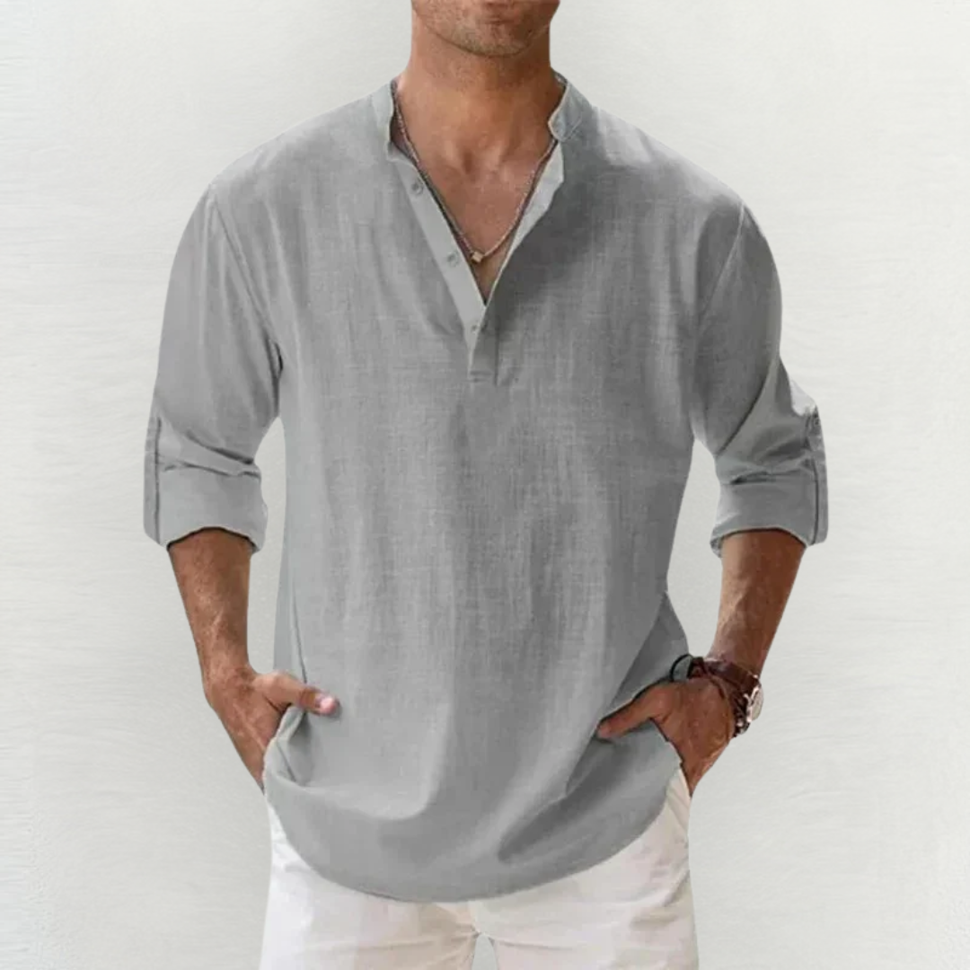 Riccardo™ | Camicia Elasticizzata in Cotone-Lino Premium