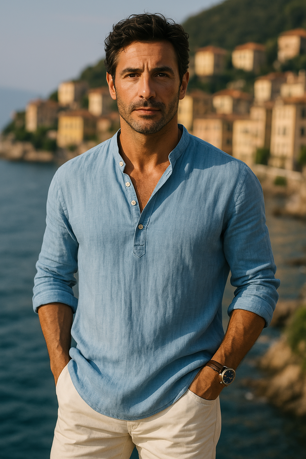 Riccardo™ | Camicia Elasticizzata in Cotone-Lino Premium