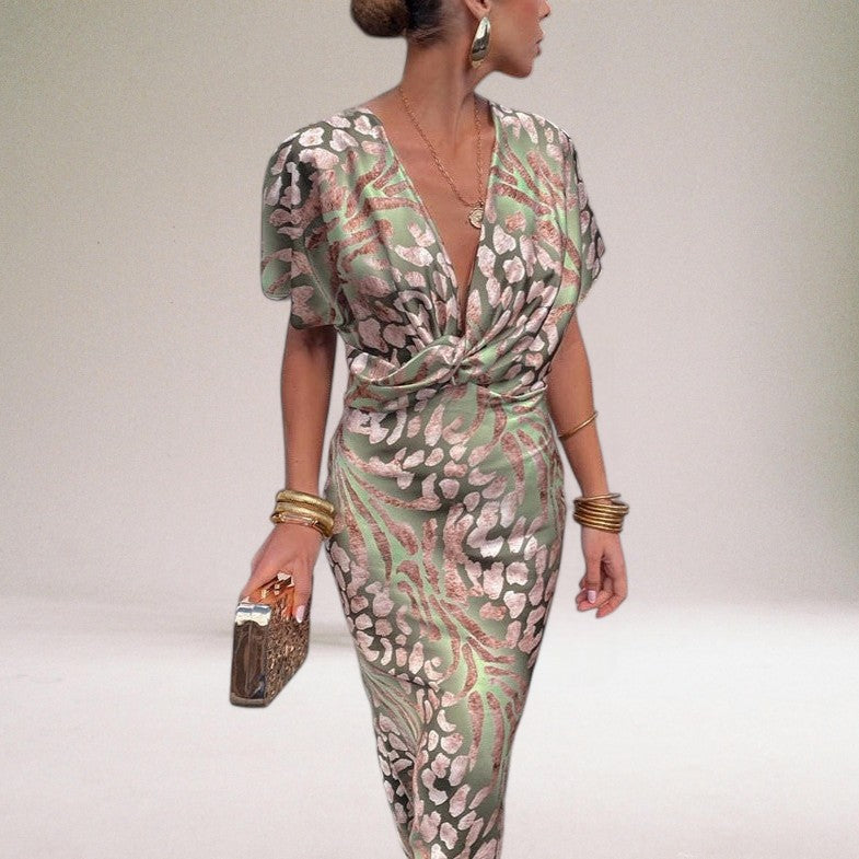 Vera Classe™ | Abito fluente con scollo a V ritorto due pezzi