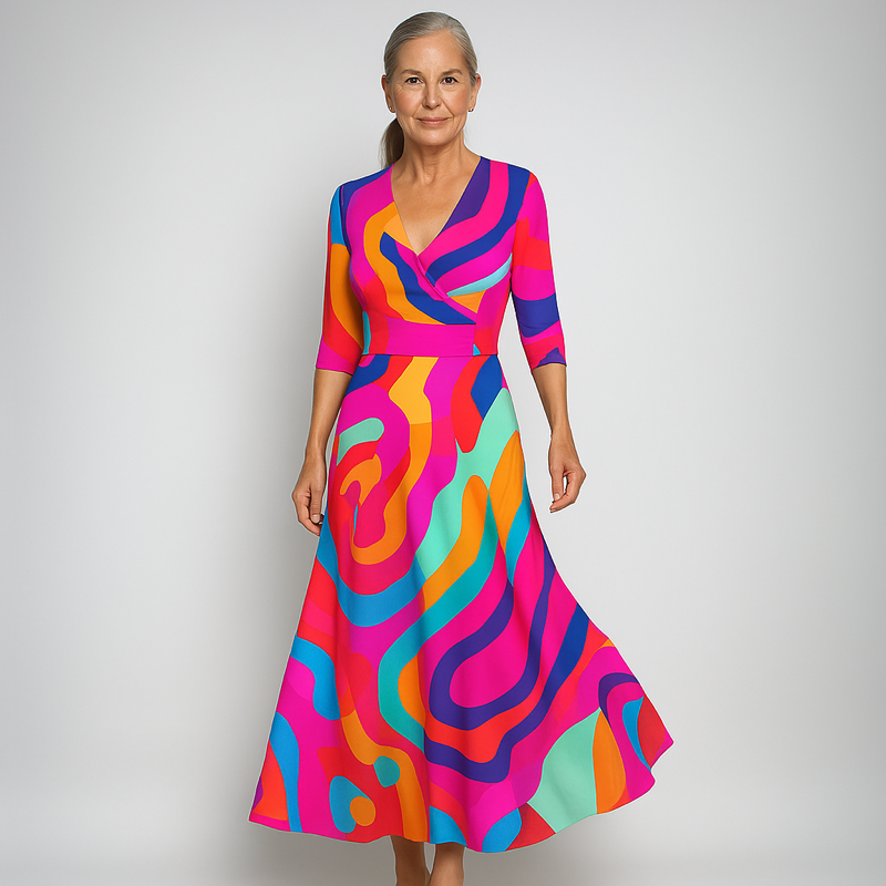 Vera Classe™ | Elegante abito a portafoglio floreale