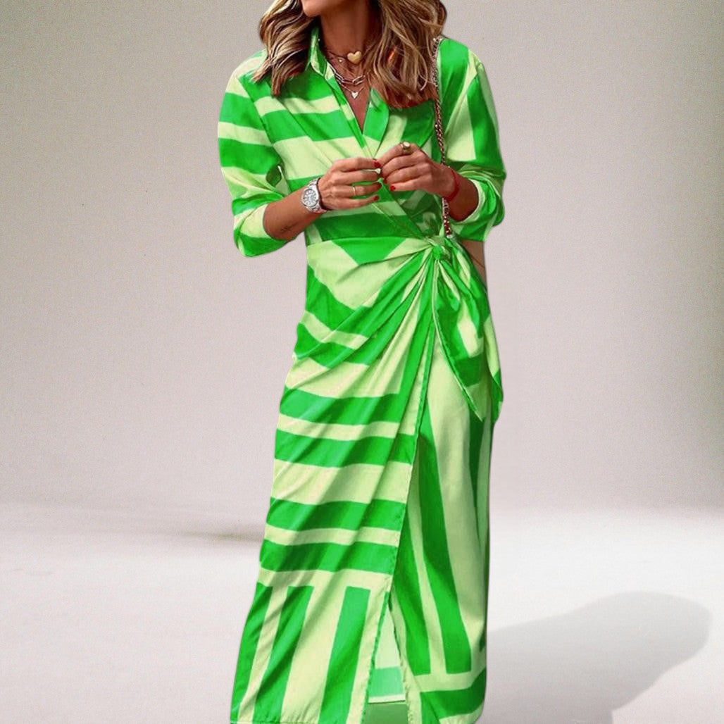 Vera Classe™ | Vestito a portafoglio a righe di lusso