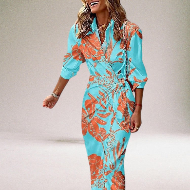 Vera Classe™ | Vestito a portafoglio a righe di lusso