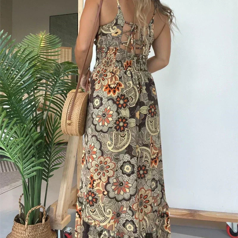 Andrea | Abito Lungo Boho Estivo – Stampa Floreale Vintage